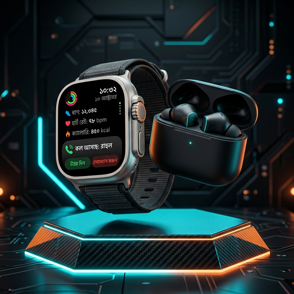 Ultra 9 Pro Max Titan Smartwatch + ANC Wireless Earbuds Combo
